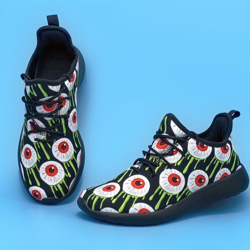 Printed Halloween Horror Eyes High Top Sneakers