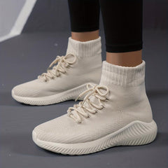Women's High Top Lace-up Sock Sneakers