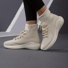 Women's High Top Lace-up Sock Sneakers
