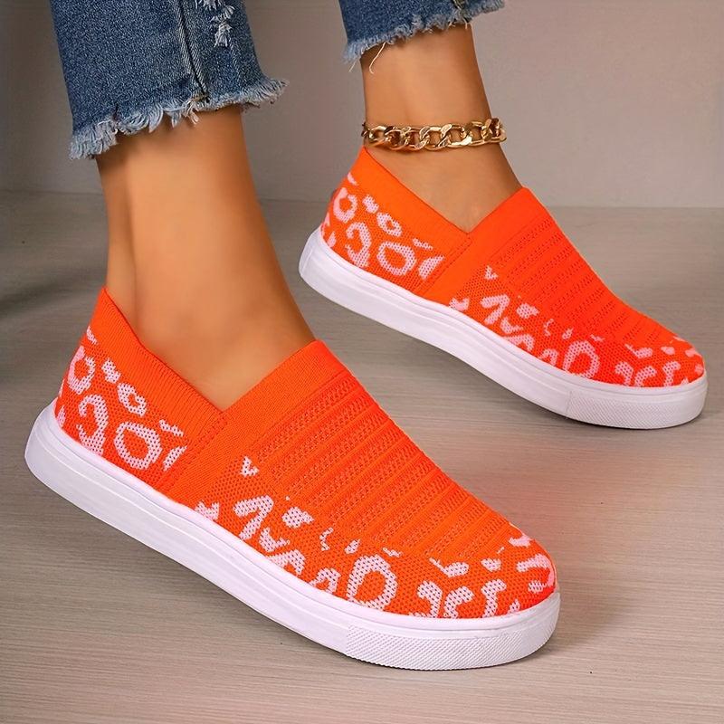 Leopard Print Comfort Walking Shoes Slip on Outdoor Casual Sneakers