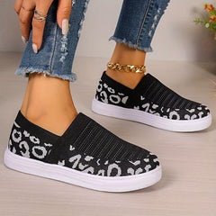 Leopard Print Comfort Walking Shoes Slip on Outdoor Casual Sneakers