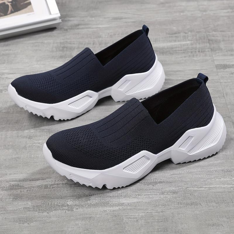 Women's Knit Height Increased Sports Shoes Slip-on Walking Shoes