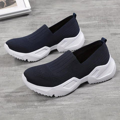 Women's Knit Height Increased Sports Shoes Slip-on Walking Shoes