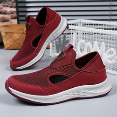 Women's Solid Flying Woven Sports Shoes Breathable Casual Sneakers