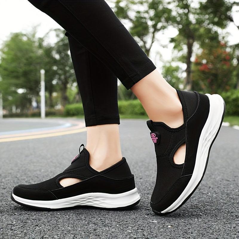 Women's Solid Flying Woven Sports Shoes Breathable Casual Sneakers