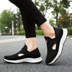 Women's Solid Flying Woven Sports Shoes Breathable Casual Sneakers