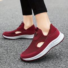 Women's Solid Flying Woven Sports Shoes Breathable Casual Sneakers