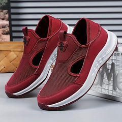 Women's Solid Flying Woven Sports Shoes Breathable Casual Sneakers