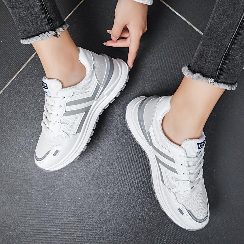 Women's Colorblock Lace Up Sneakers Non Slip Running Shoes