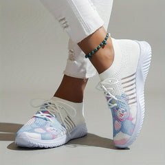 Women's Cartoon Bear Mesh Sneakers Lace-up Casual Running Shoes