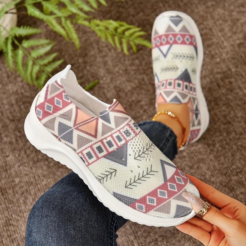 Women's Geometric Pattern Slip-on Running Shoes