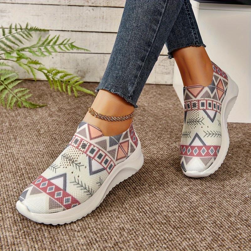 Women's Geometric Pattern Slip-on Running Shoes