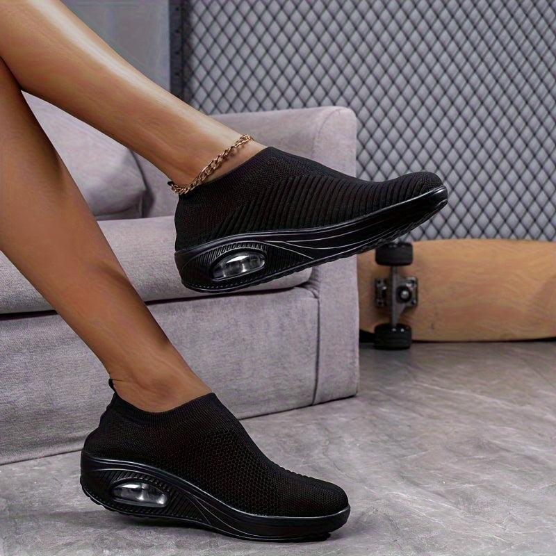 Women's Platform Chunky Sneakers Air Cushion Slip-on Walking Shoes