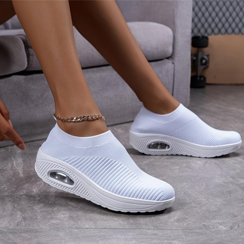 Women's Platform Chunky Sneakers Air Cushion Slip-on Walking Shoes