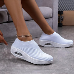 Women's Platform Chunky Sneakers Air Cushion Slip-on Walking Shoes
