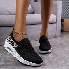 Leopard Print Air Cushion Chunky Sneakers Slip on Walking Shoes