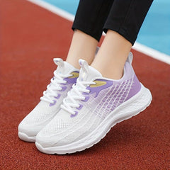 Women's Lightweight Sports Shoes Stripe Knitted Running Shoes