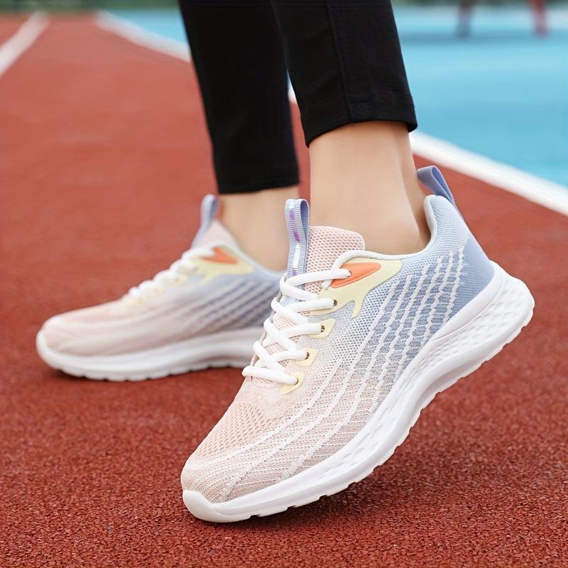 Women's Lightweight Sports Shoes Stripe Knitted Running Shoes