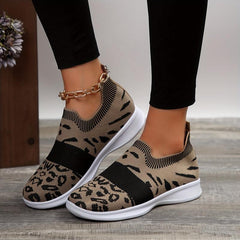 Leopard Pattern Running Shoes Breathable Mesh Lightweight Non-slip Casual Shoes