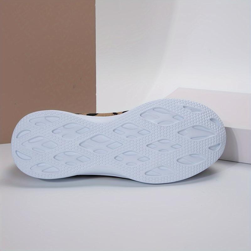 Leopard Pattern Running Shoes Breathable Mesh Lightweight Non-slip Casual Shoes