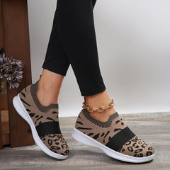 Leopard Pattern Running Shoes Breathable Mesh Lightweight Non-slip Casual Shoes