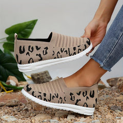 Women's Leopard Pattern Running Shoes Mesh Breathable Sneakers