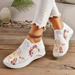 Couple Figure Graphic Walking Shoes Breathable Knit Running Shoes