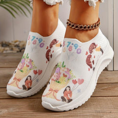 Couple Figure Graphic Walking Shoes Breathable Knit Running Shoes