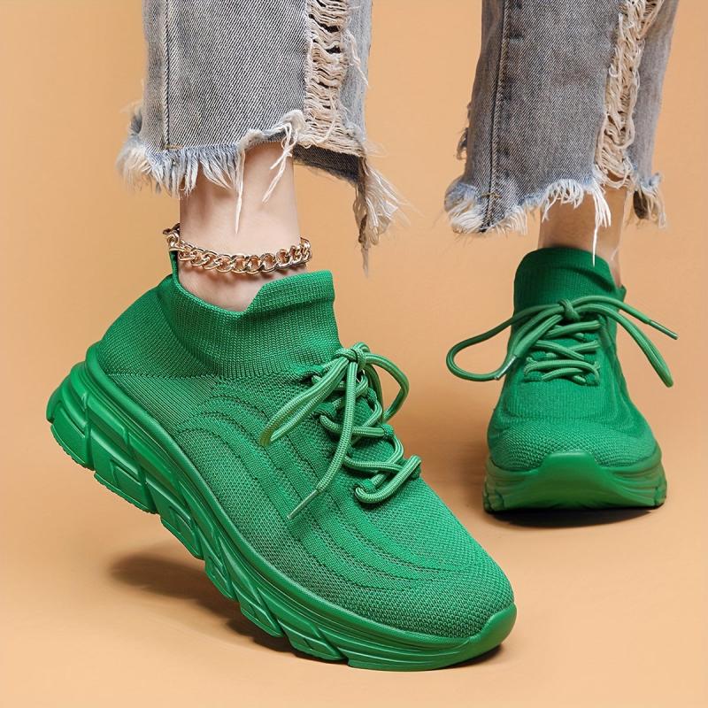 Lace Up Mesh Breathable Flying Woven Shoes Soft Comfortable Shock Absorption