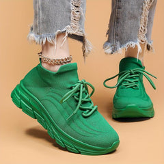 Lace Up Mesh Breathable Flying Woven Shoes Soft Comfortable Shock Absorption