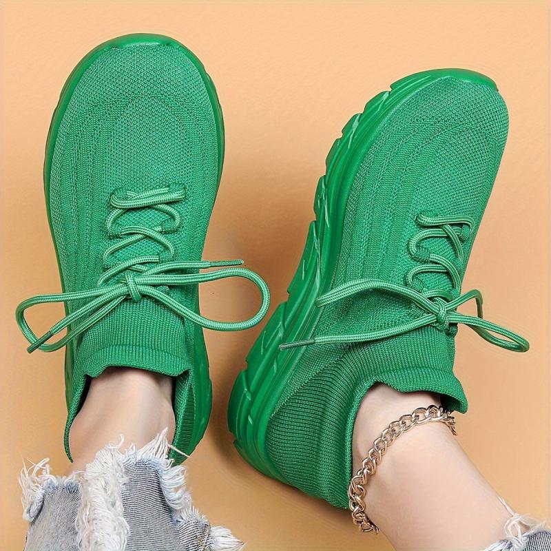 Lace Up Mesh Breathable Flying Woven Shoes Soft Comfortable Shock Absorption