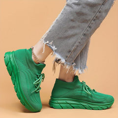 Lace Up Mesh Breathable Flying Woven Shoes Soft Comfortable Shock Absorption