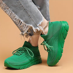 Lace Up Mesh Breathable Flying Woven Shoes Soft Comfortable Shock Absorption
