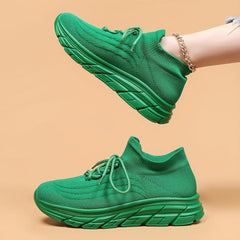 Lace Up Mesh Breathable Flying Woven Shoes Soft Comfortable Shock Absorption
