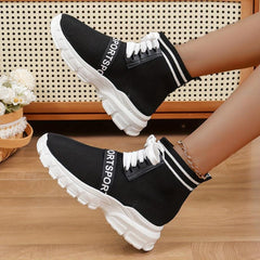 Women's Letter Pattern Woven Running Shoes