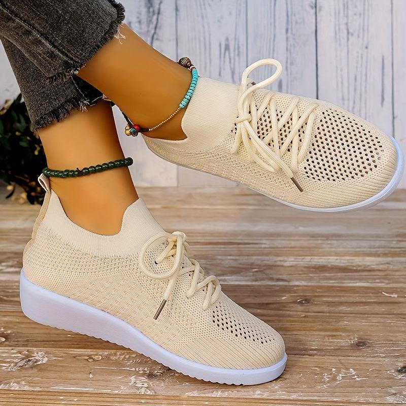 Women's Lightweight Breathable Mesh Sneakers Lace-up Casual Running Shoes