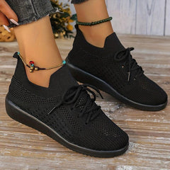 Women's Lightweight Breathable Mesh Sneakers Lace-up Casual Running Shoes