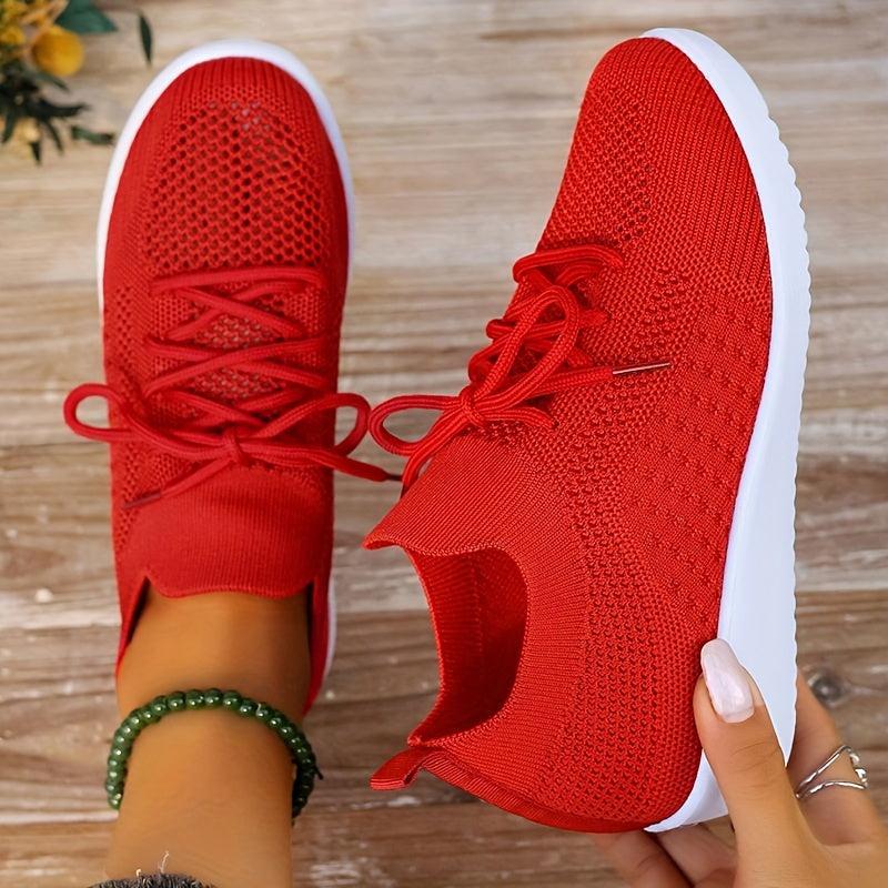 Women's Lightweight Breathable Mesh Sneakers Lace-up Casual Running Shoes