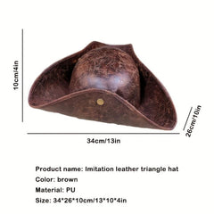 Faux Leather Pirate Hat Halloween Party Costume Hat Cap
