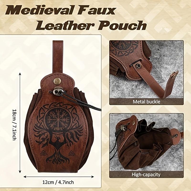 2pcs Medieval Belt & PU Leather Bag Halloween Accessories Stage Costume Props