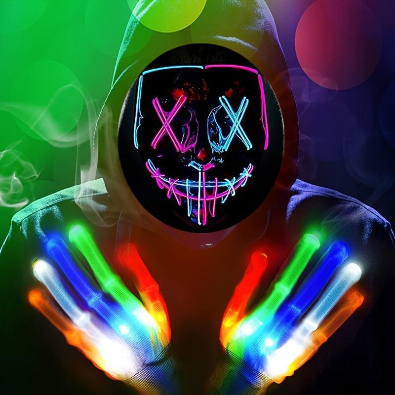Halloween Led Glow Mask Masquerade Party Scary Masks & Gloves