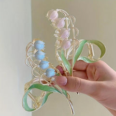 Drop Lily Flower Hair Clip Double Layer Electrophoresis Retention