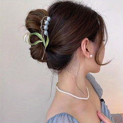 Drop Lily Flower Hair Clip Double Layer Electrophoresis Retention