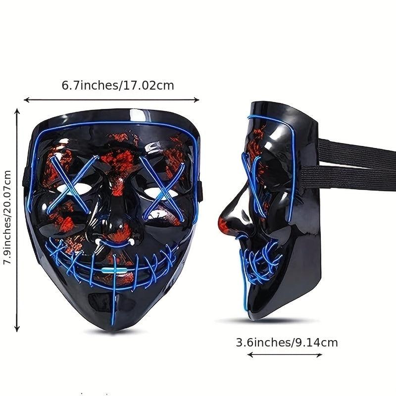 Men's Halloween LED Mask Grimace Fluorescent Horror Sound Controlled Light Mask