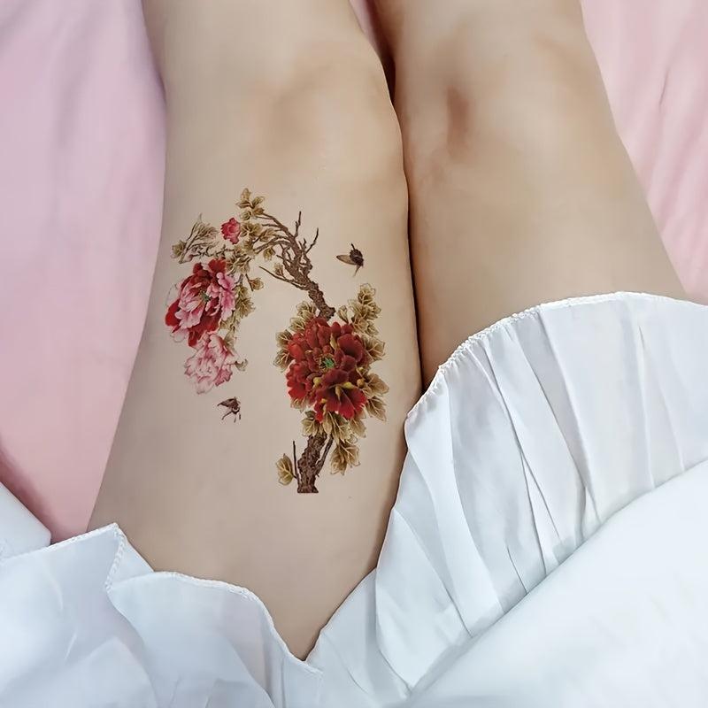 Peony Flower Pattern Temporary Tattoo Waterproof Long lasting Tattoo