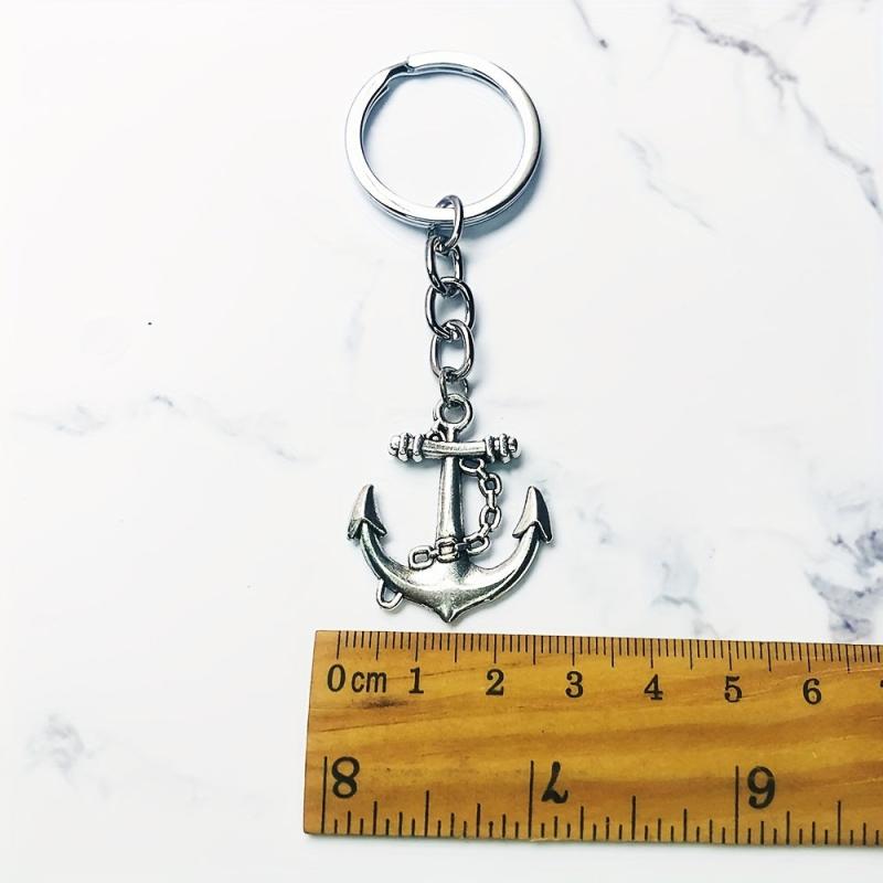 Ship's Anchor Keychains Vintage Antique Silver Plated Alloy Big Arrow Keyholder