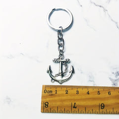 Ship's Anchor Keychains Vintage Antique Silver Plated Alloy Big Arrow Keyholder