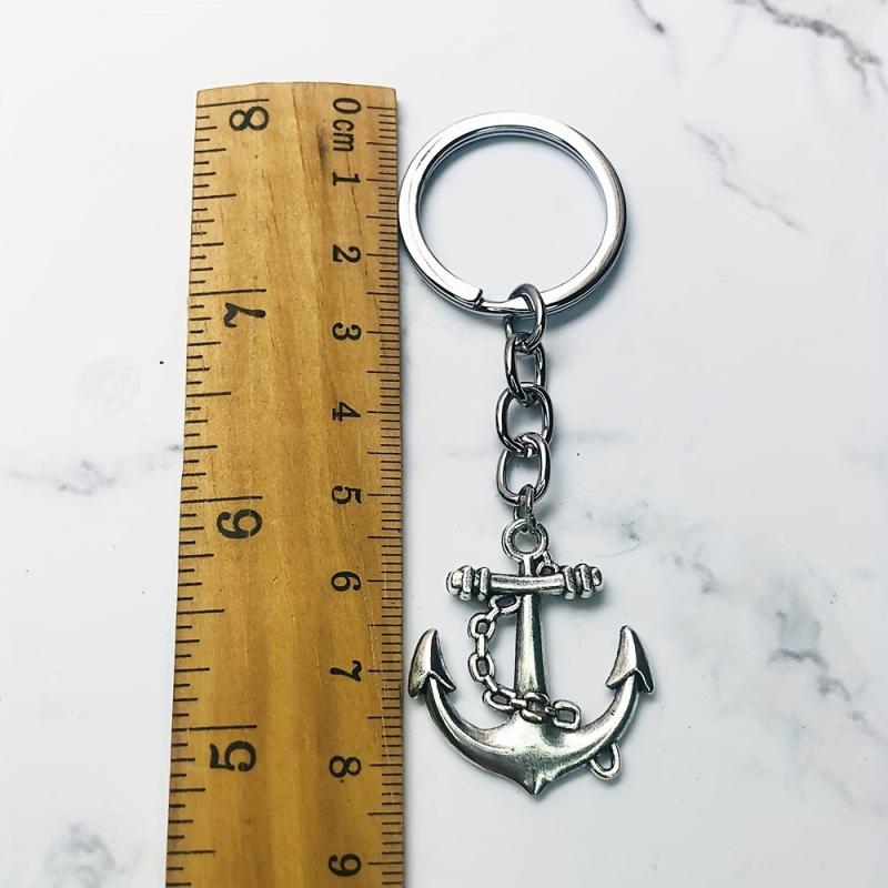 Ship's Anchor Keychains Vintage Antique Silver Plated Alloy Big Arrow Keyholder