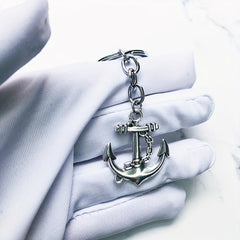 Ship's Anchor Keychains Vintage Antique Silver Plated Alloy Big Arrow Keyholder