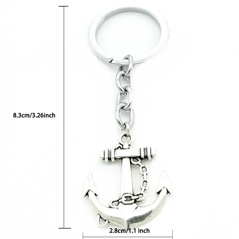 Ship's Anchor Keychains Vintage Antique Silver Plated Alloy Big Arrow Keyholder